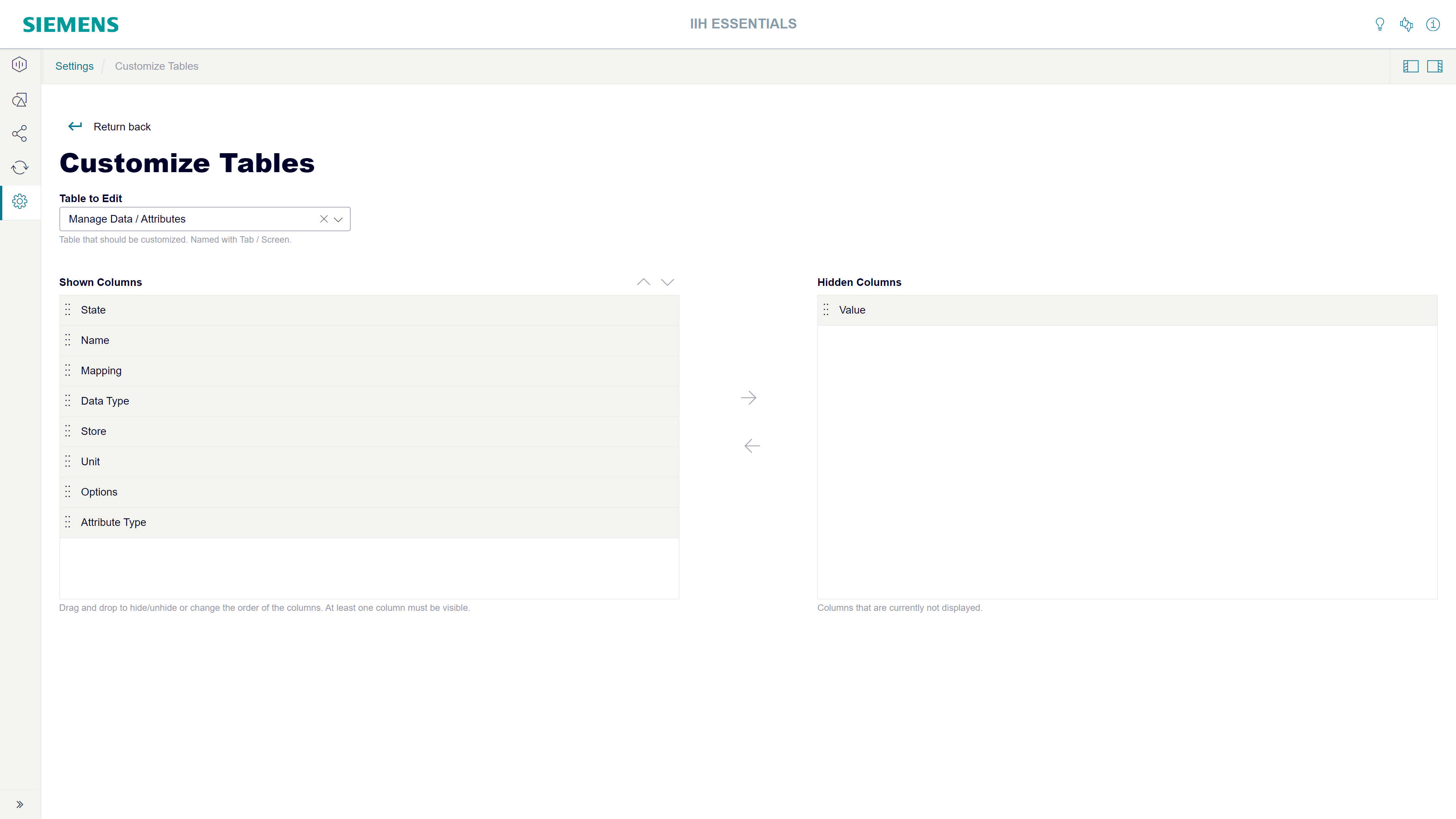 customize tables view