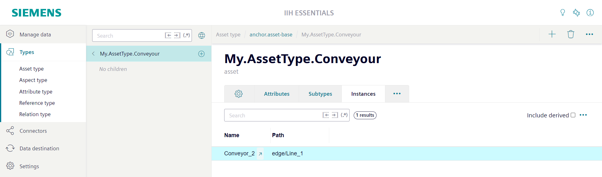 find asset type instance