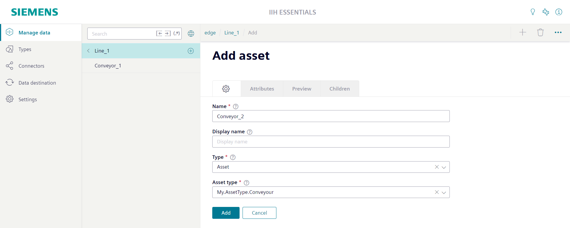 instantiate asset type